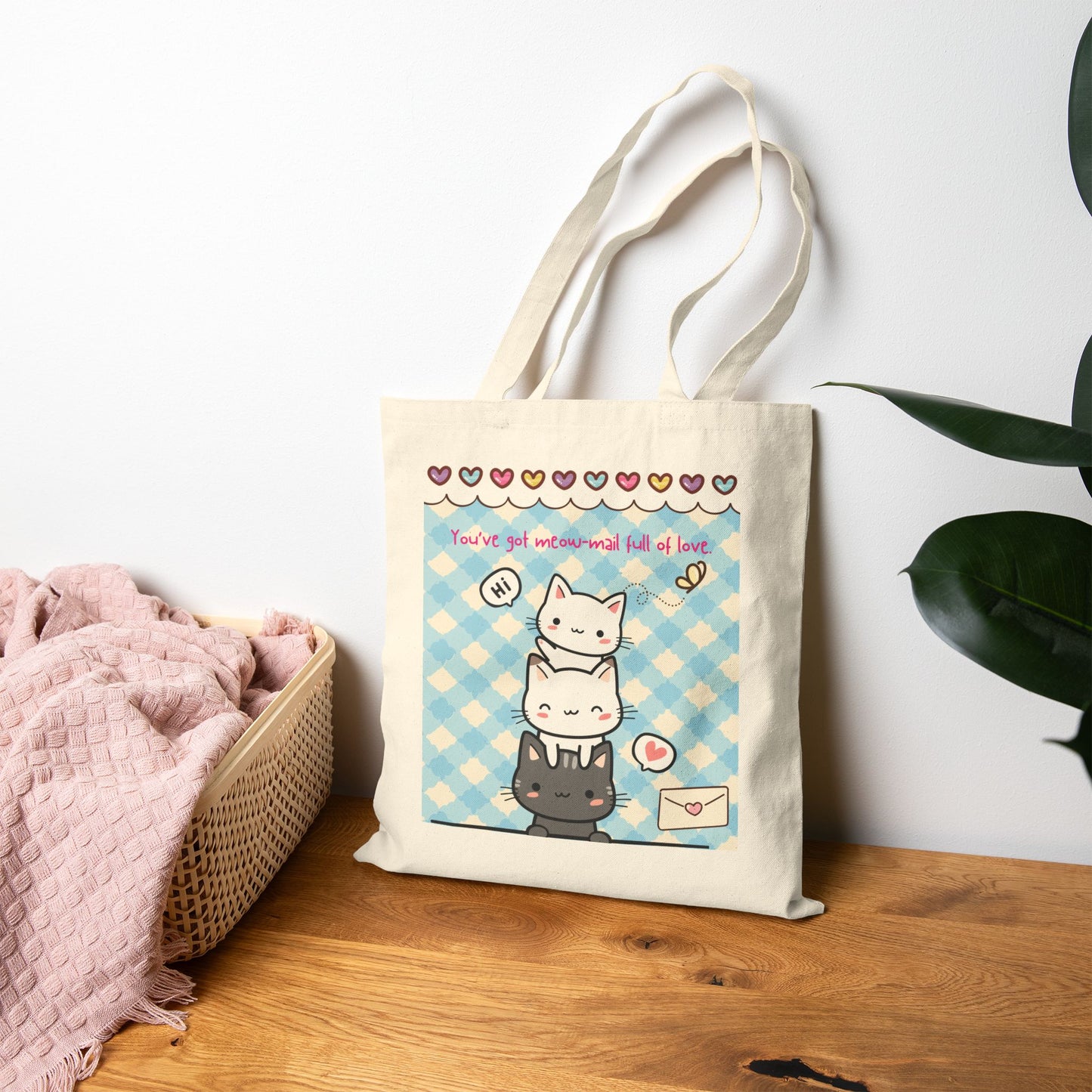 Tote Bag Cute Cat Lovers Cotton Canvas