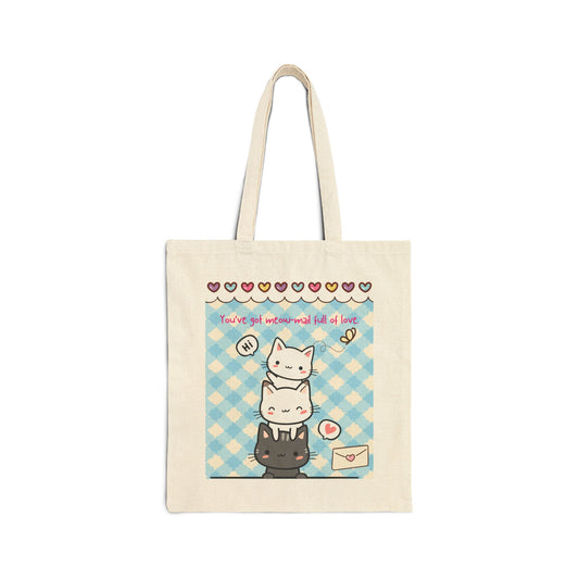 Tote Bag Cute Cat Lovers Cotton Canvas